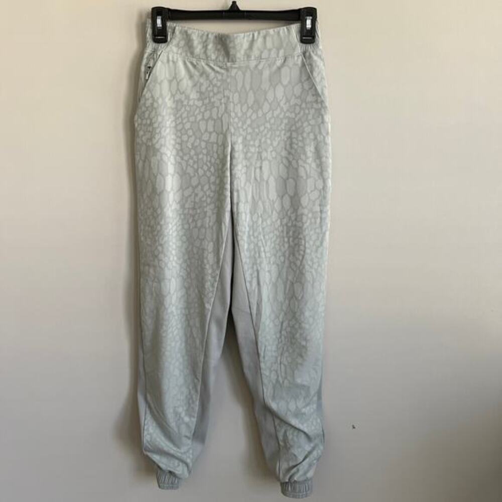 Athleta Brooklyn Lined Ribbed Camo Animal‎ Print Joggers Mint Green Grey 2